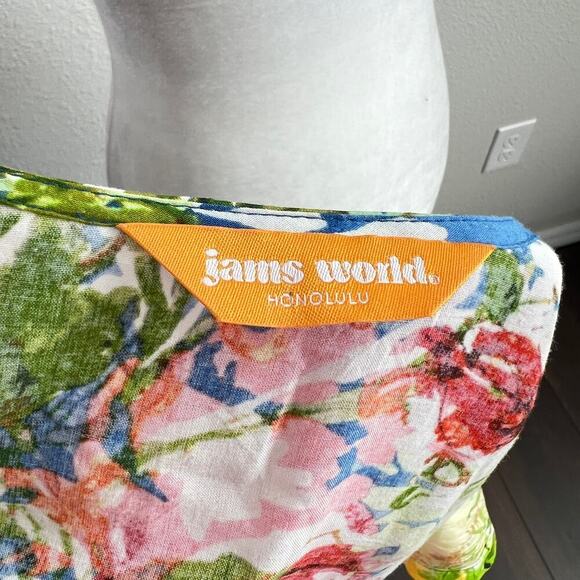 Jams World Hattie Santini Floral Mini Dress Women's XL Ruffle Hawaiian Tropical - Picture 6 of 8